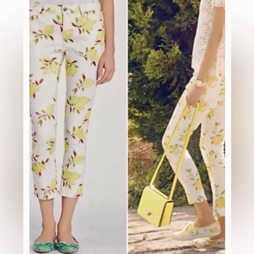 Kate Spade Broome Street lemon print skinny ankle jeans Sz 27‎ - Picture 2 of 12
